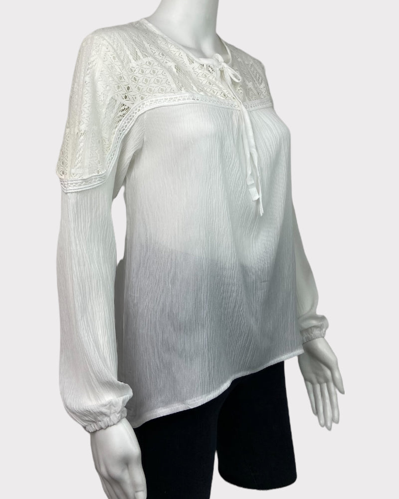 Cabi White Net Detail Top (M)