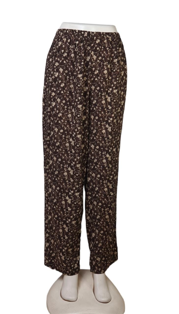 Brown Printed Wide Leg Pant ( M )