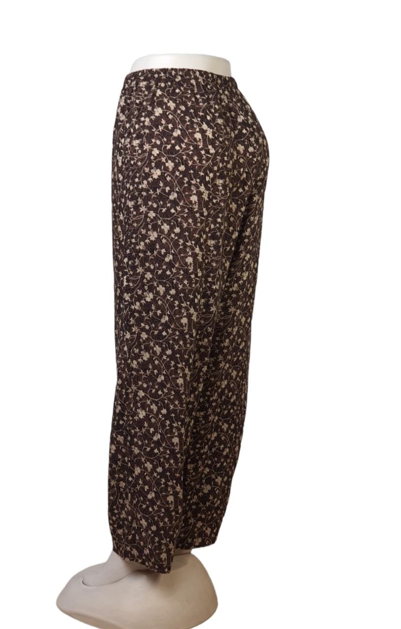 Brown Printed Wide Leg Pant ( M )