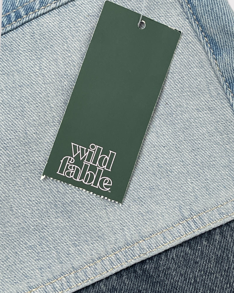 Wild Fable Light-wash Blue Colorblock Denim Mini Skirt (W25)