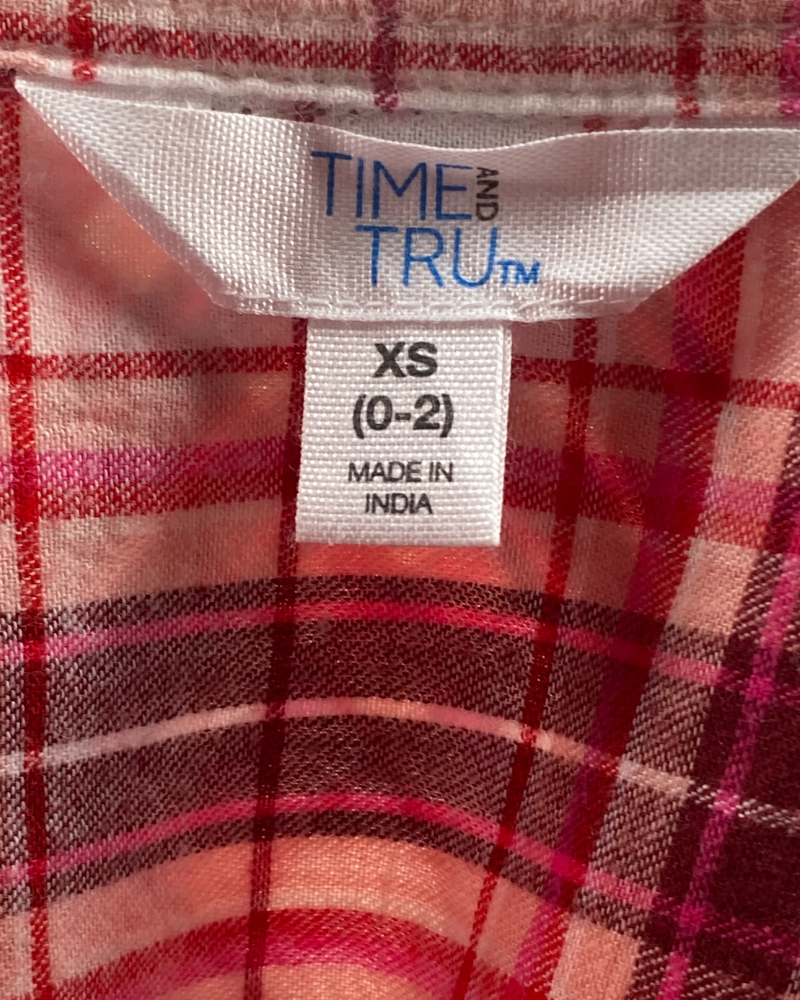 TIME and TRU checked with long sleeves blouse  ( Xs )