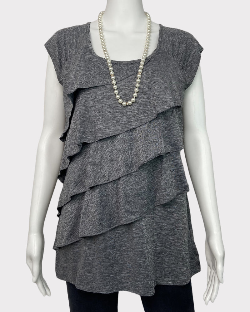 Rafaella Grey Ruffle Details Top (M)