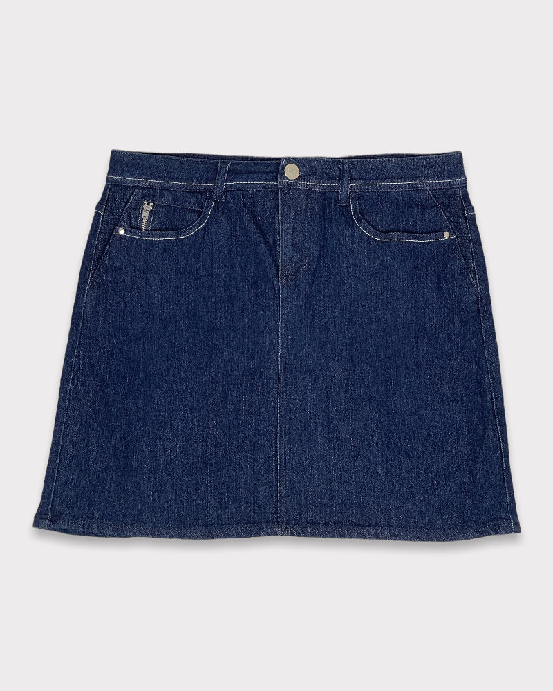 Marie Claire Jeans Dark-wash Blue Denim Mini Skort (W33)