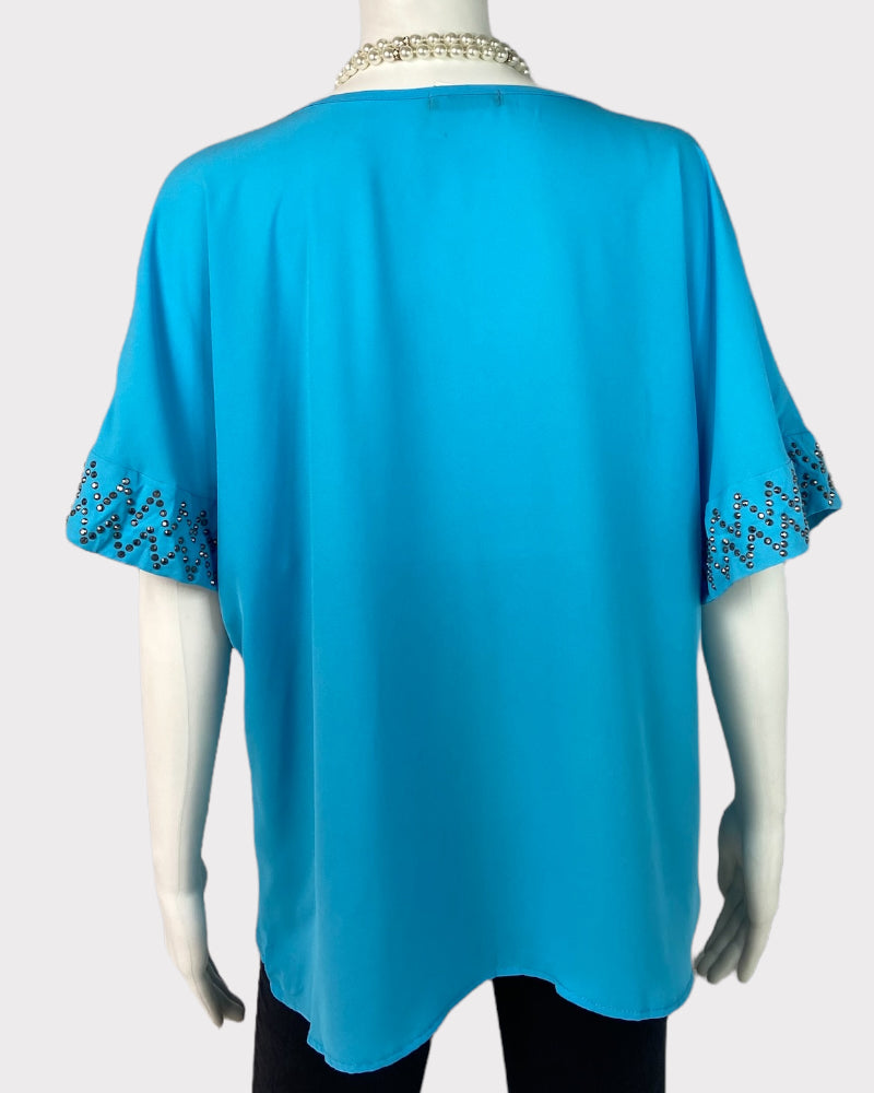 Cha Cha Vente Short-Sleeve Gem Detail Blouse (L)