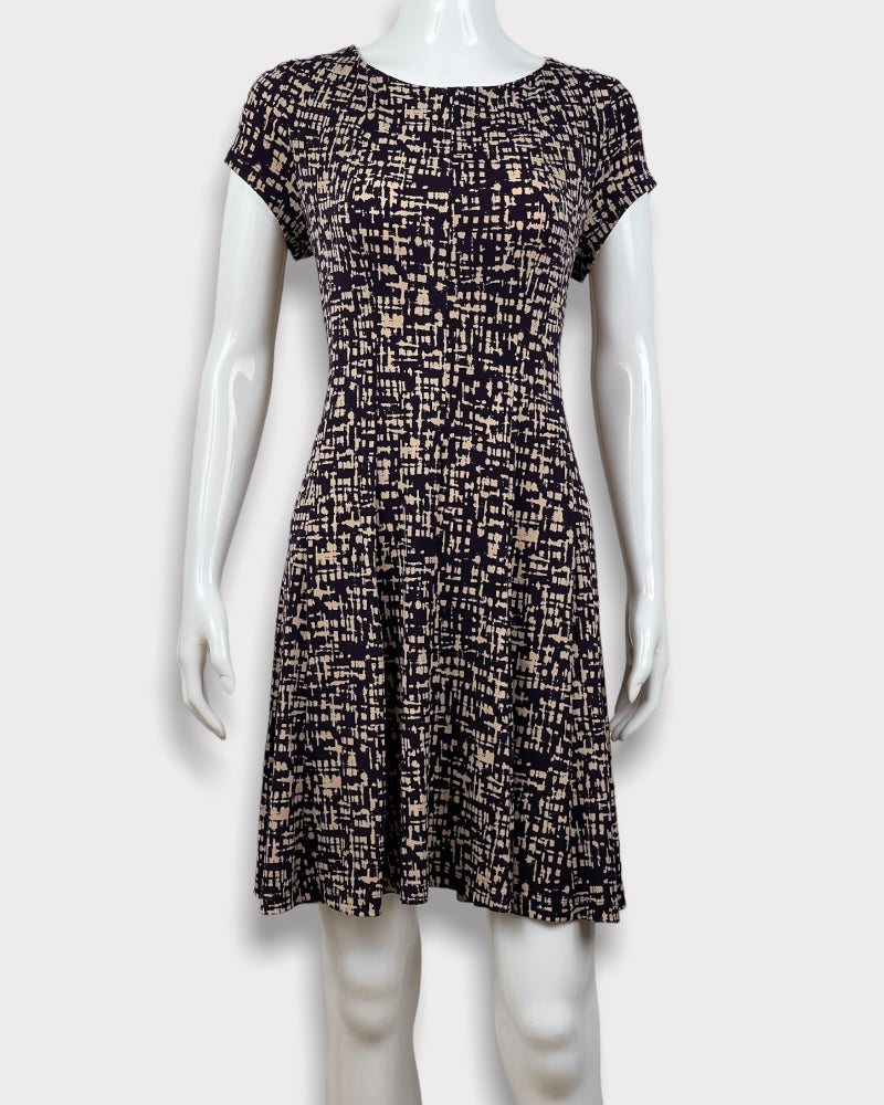 Connected Apparel Printed Short Sleeve Dress (L)