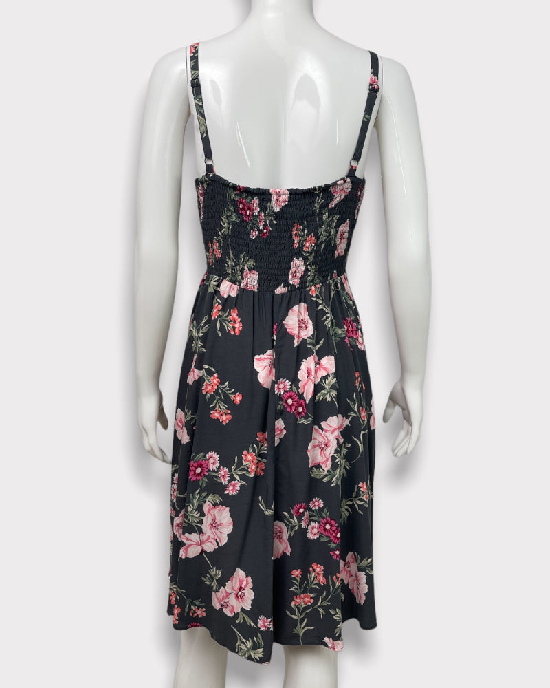 Old Navy Black Flower Print Sleeveless Sundress (XL)