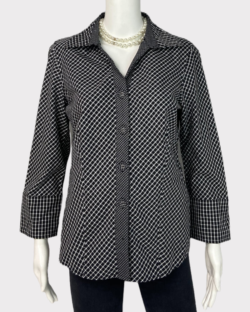 Harve Benard  Long-Sleeve Checkered Top (M)