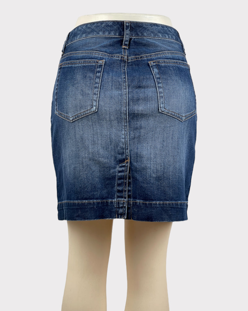 Eddie Bauer Dark-Wash Blue Denim Mini Skirt (W32)