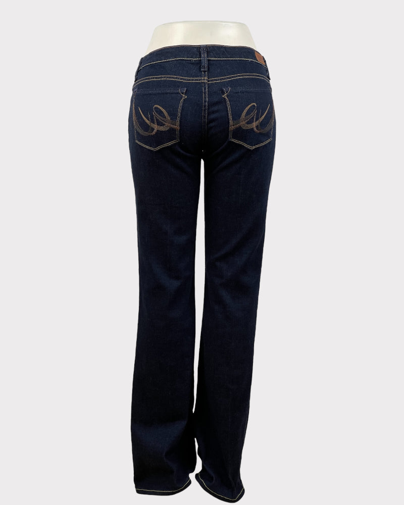 X2 Dark-Wash Blue Low Rise Flare Leg Jeans (W32)