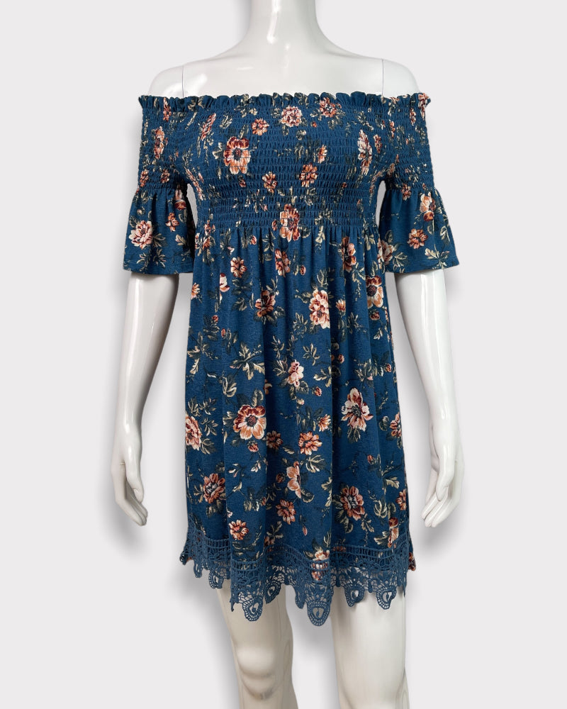 Xhilaration Floral Off-Shoulder Dress (L)