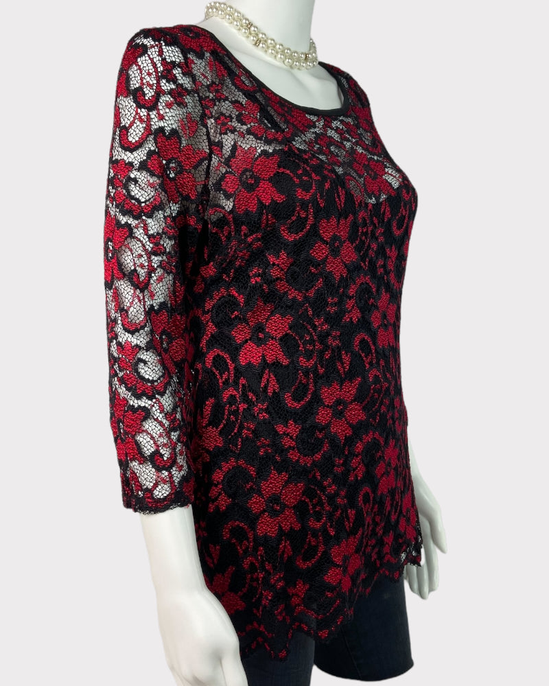 No boundaries Long-sleeve Lace Floral Top (XL)