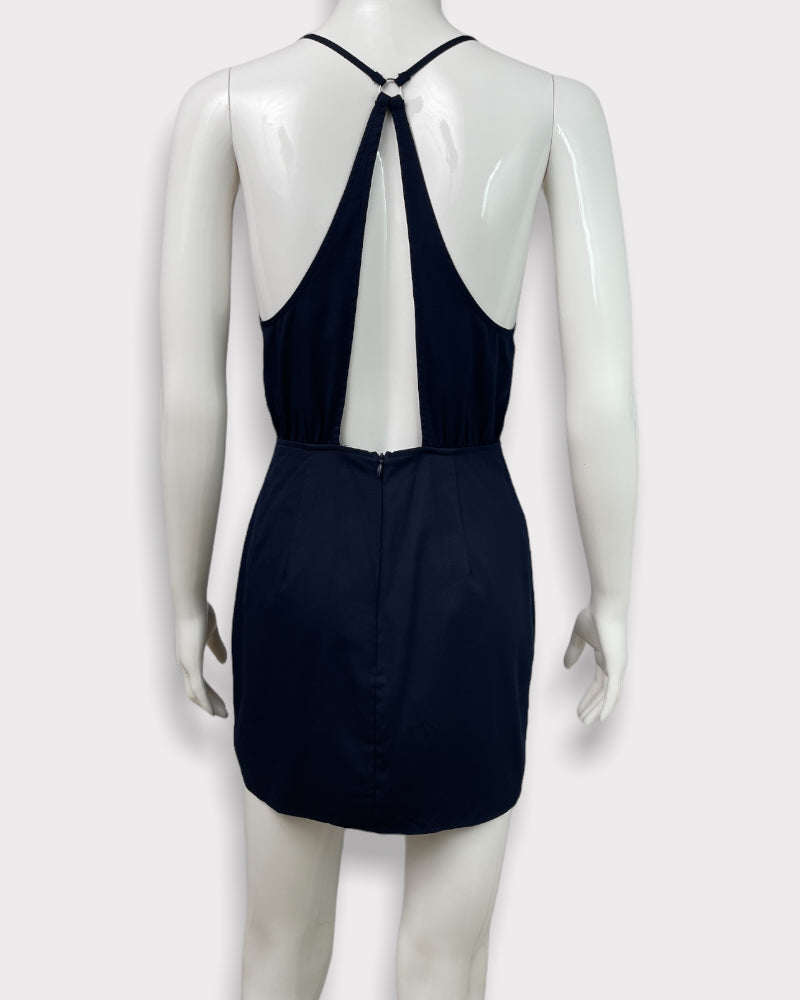 Tobi Navy Blue Cinched Waist Dress (S)