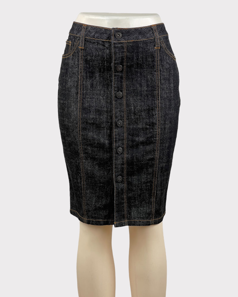 Mixit Black Faded Black Denim Midi Skirt (W30)