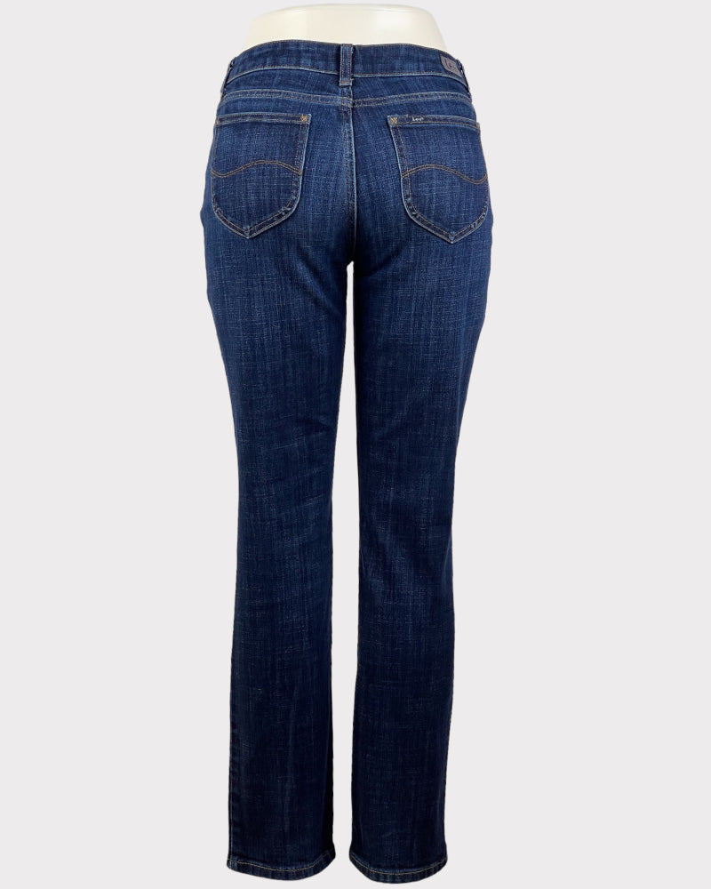 Lee Dark- Wash Blue Regular Fit Straight Leg Mid-Rise Jeans (W31)