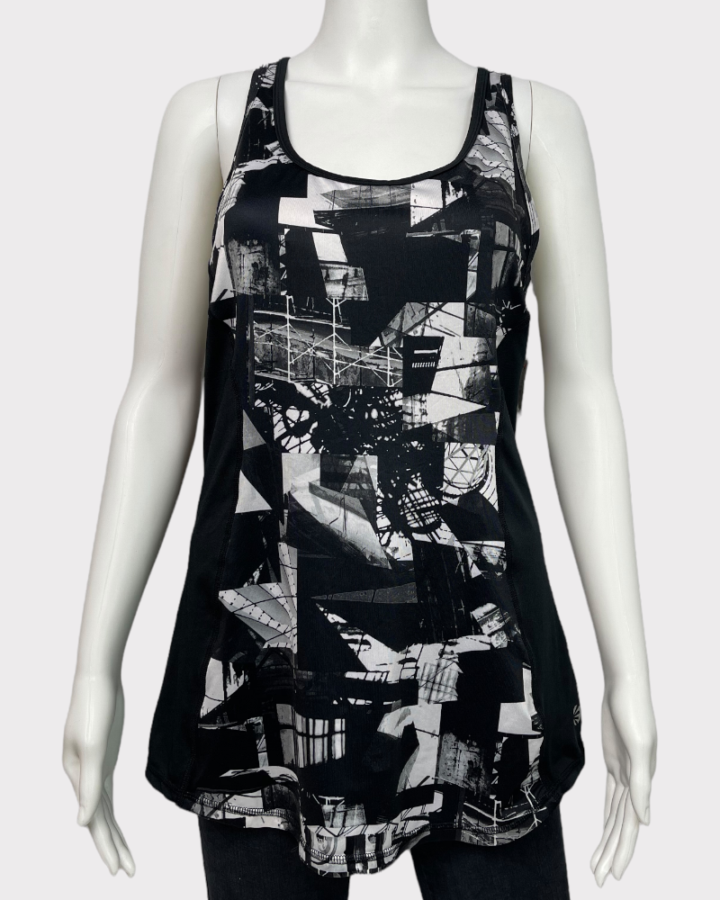 Impact Jillian Michaels Black And White All Over Print Tank Top (L)