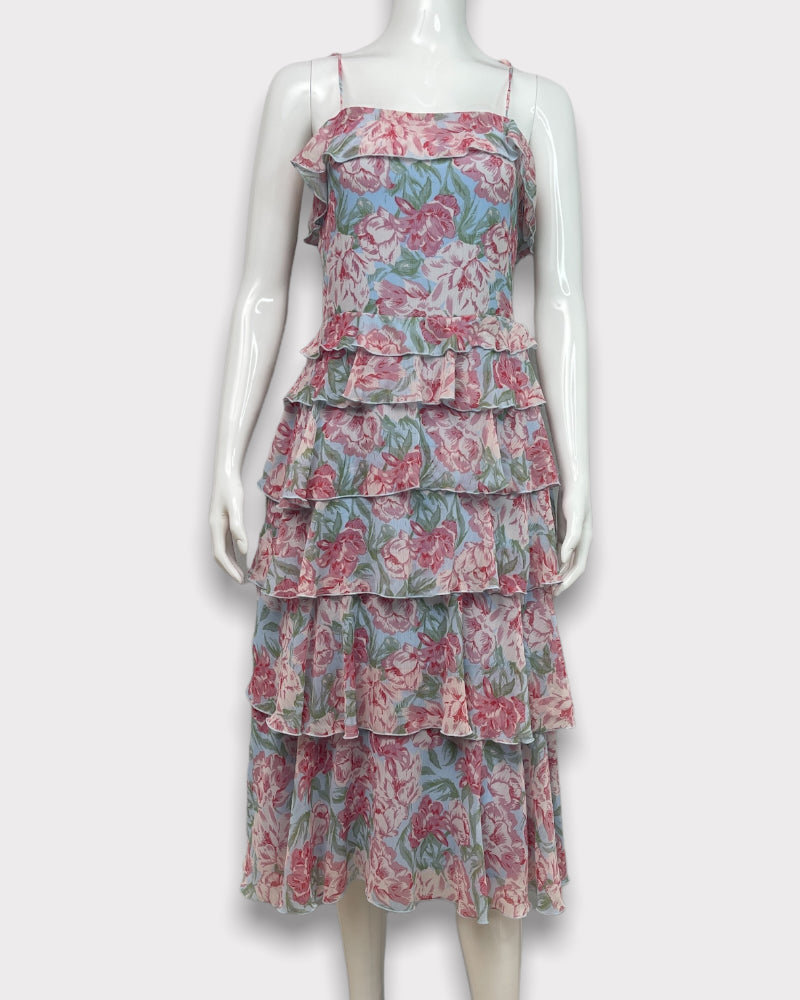 Wayf Floral Print Sleeveless Midi Dress (S)