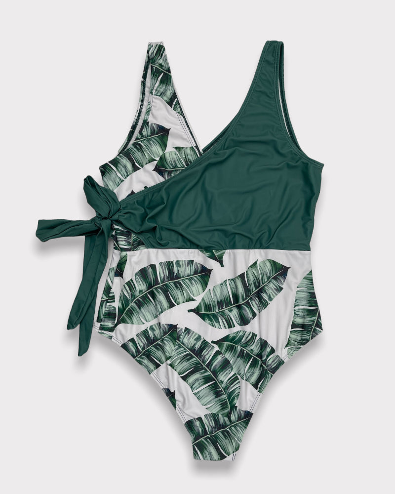 Shein Leaf Print One Piece Swimsuit (1XL)