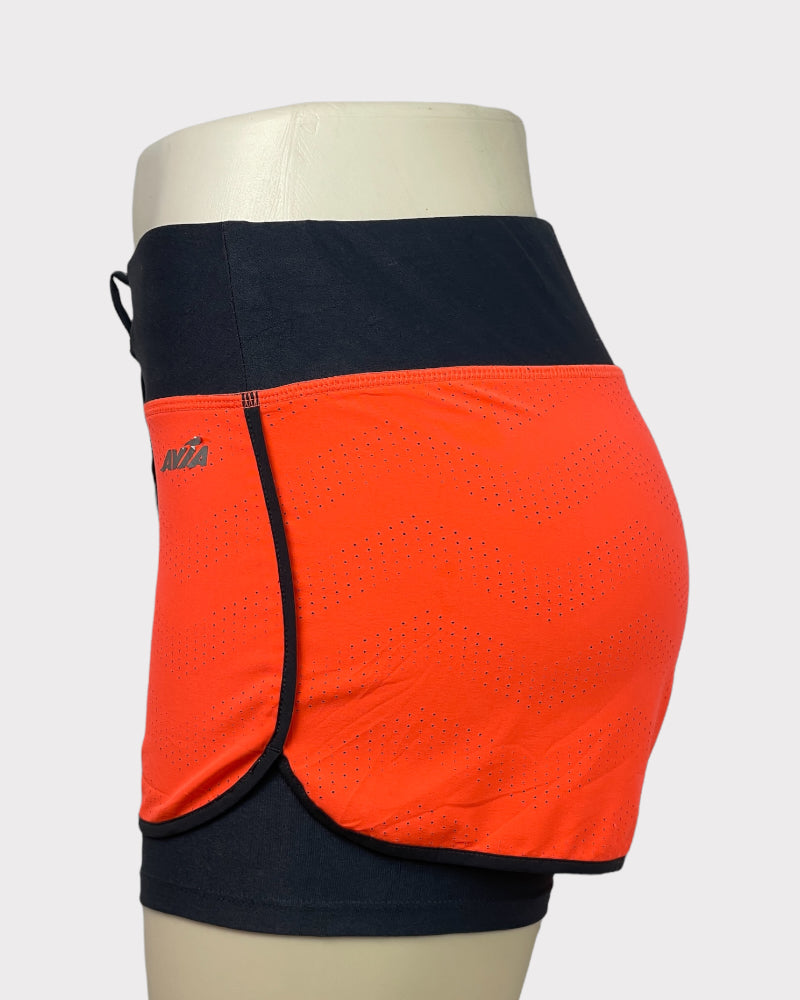 Avia Neon Orange Active Tie-Waist Shorts (S)