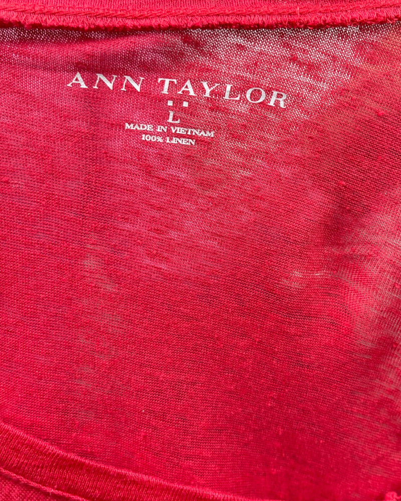 Ann Taylor Red Short-Sleeve T-Shirt (L)