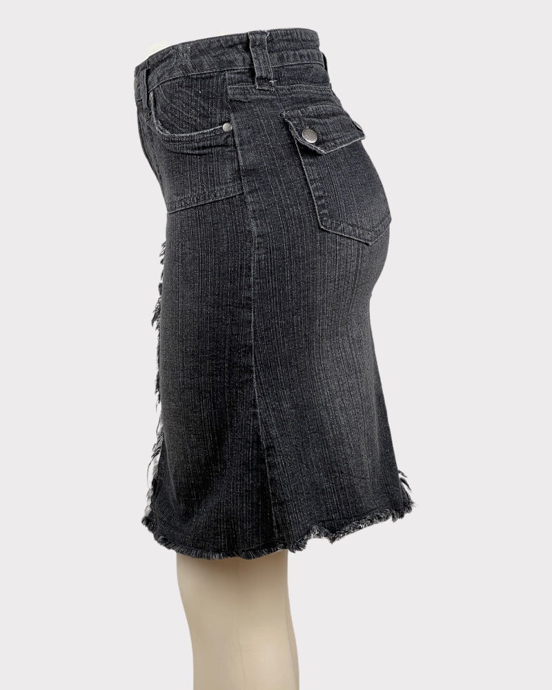 Hint Jeans Grey Distressed Detail Denim Skirt (W30)