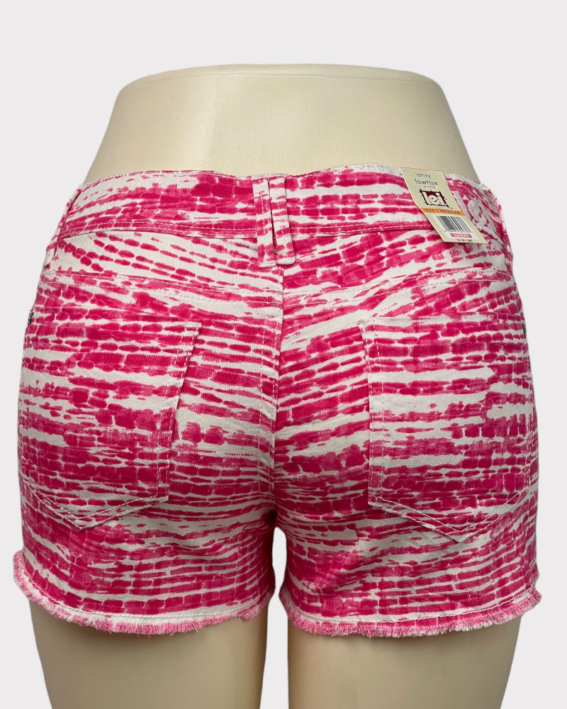 L.E.I Pink Ashley Low-Rise Tie-dye Style Denim Shorts (W31)