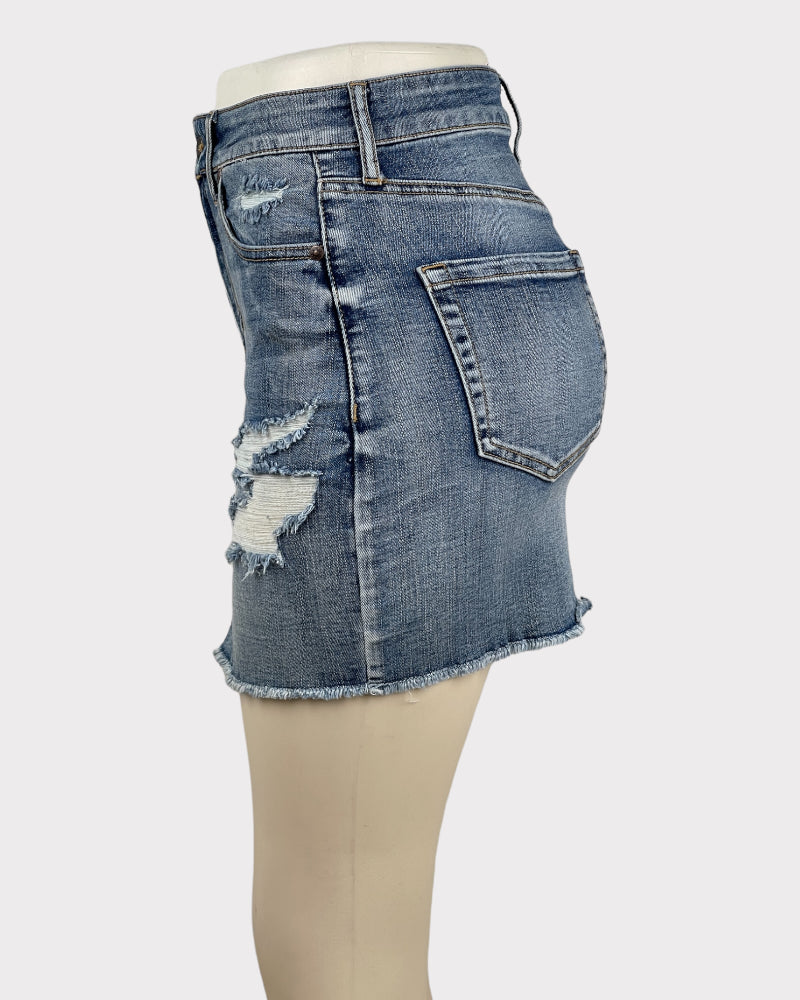 Guess Distressed Denim Mini Skirt (W26)