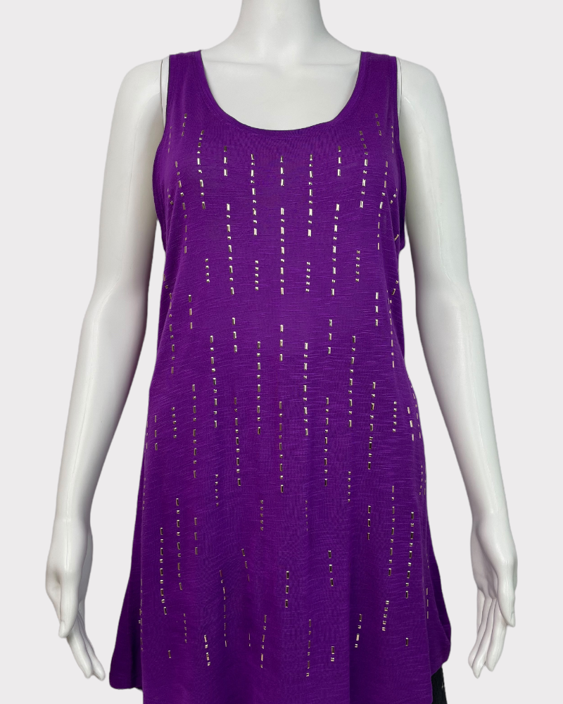 APT 9 Purple Gem Detail Tank Top (M)