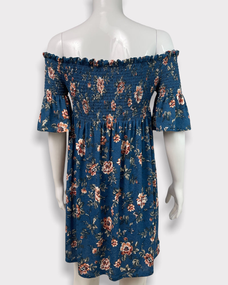 Xhilaration Floral Off-Shoulder Dress (L)