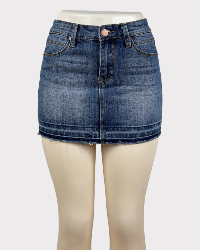 Forever21 Mid-Wash Blue Faded Denim Mini Skirt (W26)