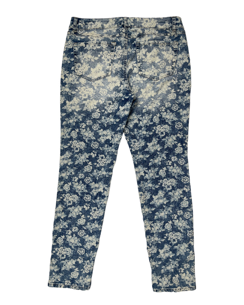 Rewash Light-Wash Blue Floral Distressed Skinny Jeans (W33)