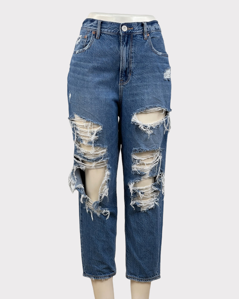 American Eagle Outfitters Mid-Wash Blue Ripped Jeans (W33)