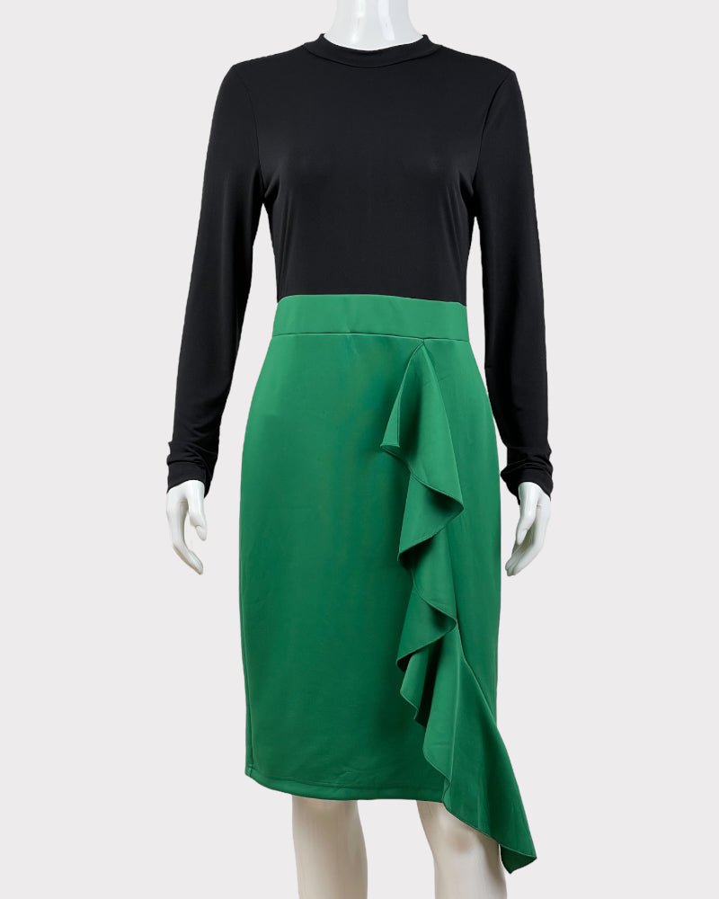 Venus Black And Green Long Sleeve Dress (M)