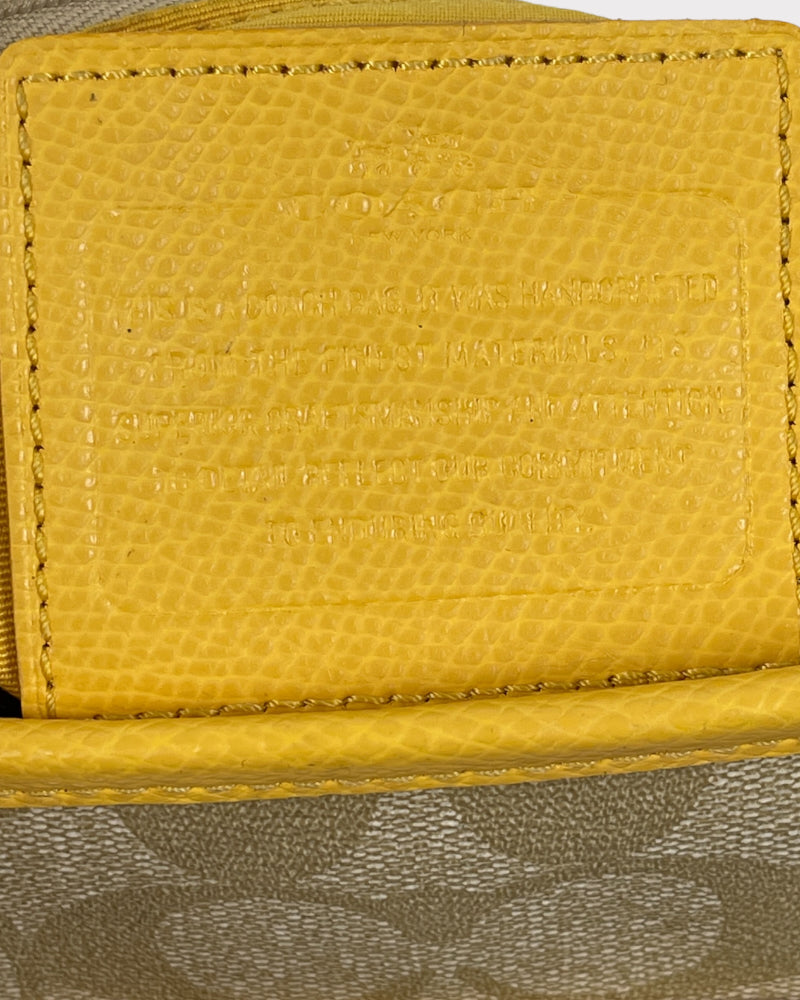 Coach Beige And Yellow Signature Canvas Crossbody Bag