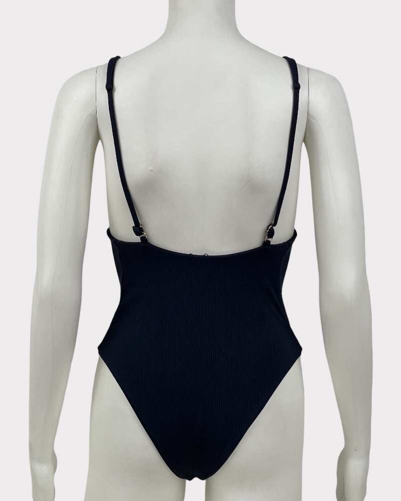 M.G.S Navy Blue Ribbed One Piece Swimsuit (M)