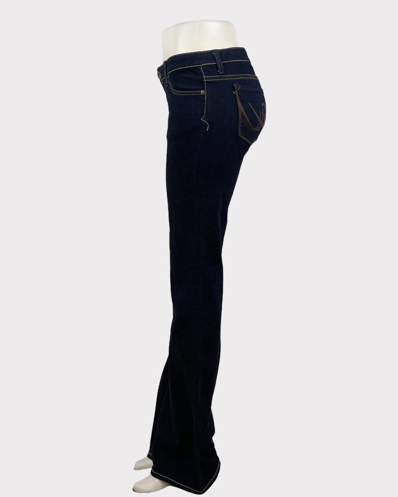 X2 Dark-Wash Blue Low Rise Flare Leg Jeans (W32)