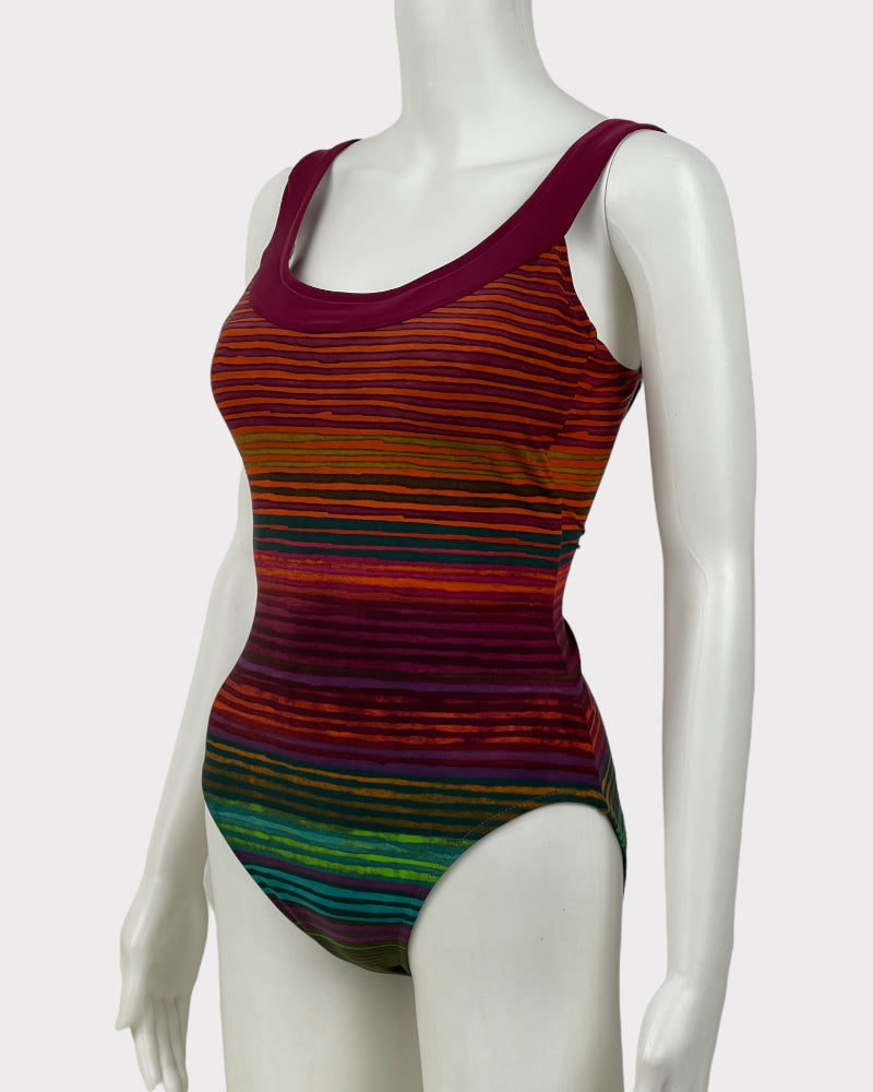 Gideon Oberson Striped One Piece Swimsuit (M)