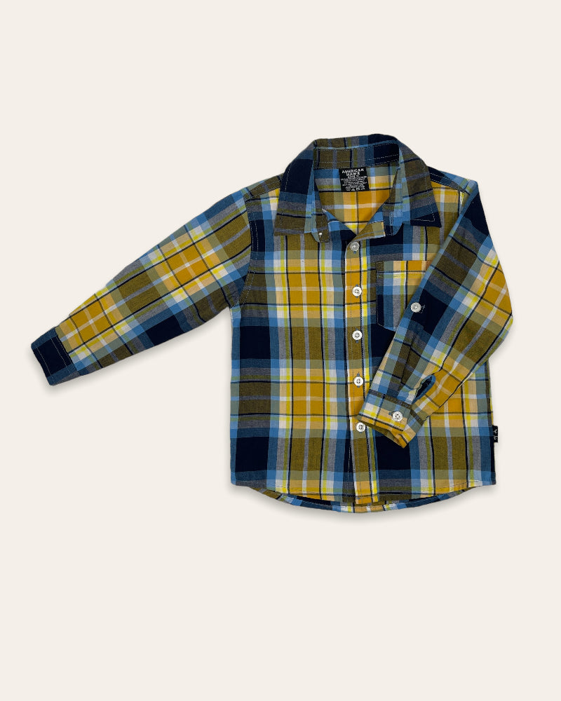 American Hawk Boys Long Sleeve Check Shirt (3T)