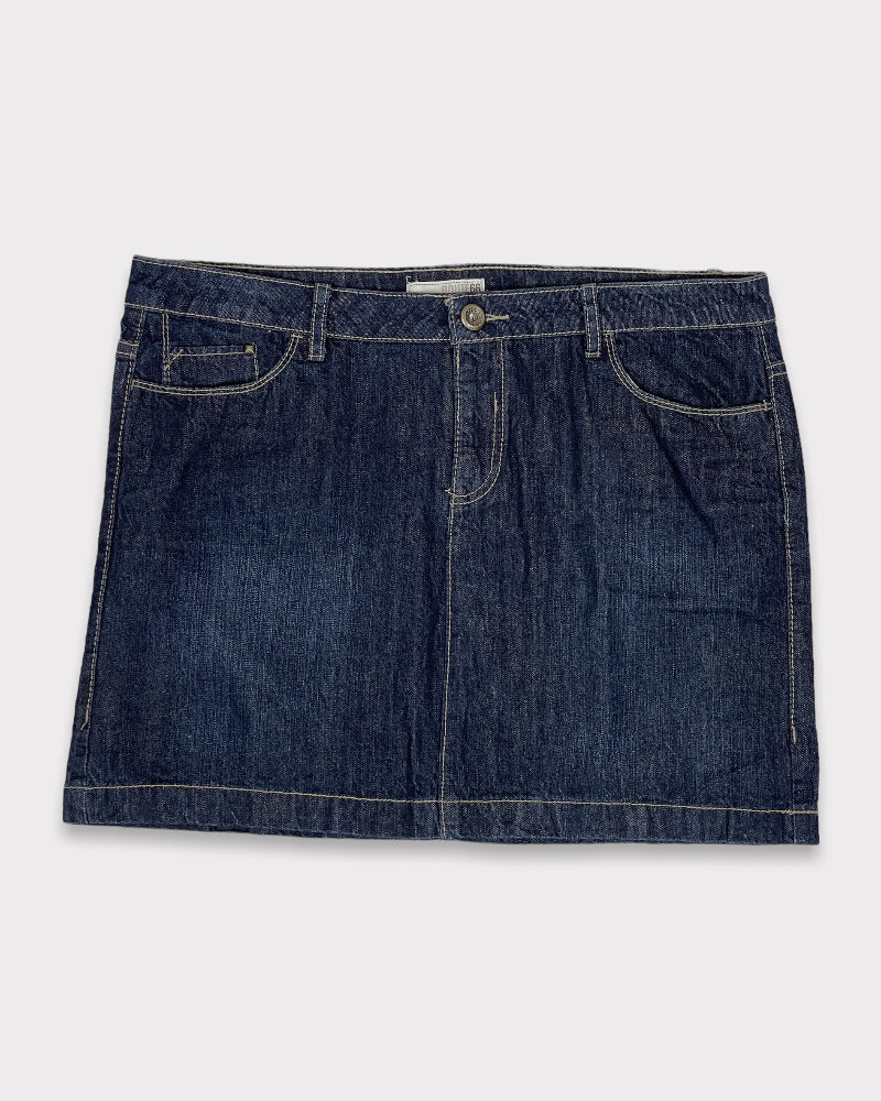 Route 66 Dark-wash Blue Denim Mini Skirt (W14)