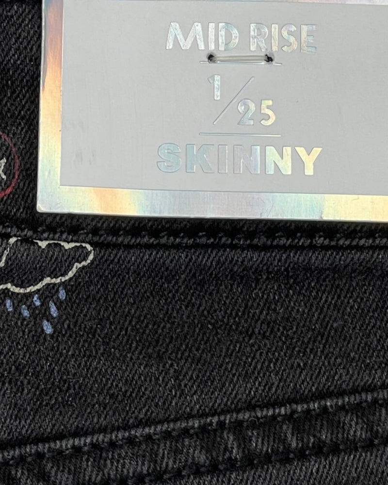 Tinseltown Black Sticker Design Midrise Skinny Jeans (W25)