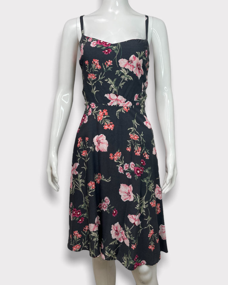 Old Navy Black Flower Print Sleeveless Sundress (XL)