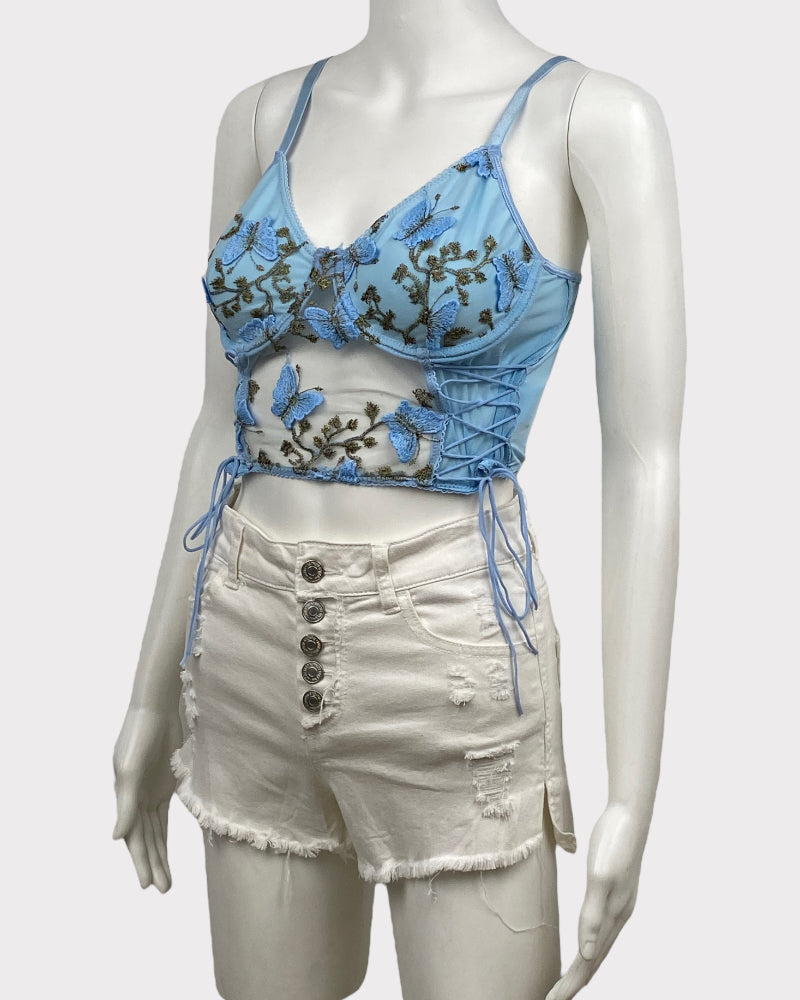 Shein Floral Blue Ladies Corset