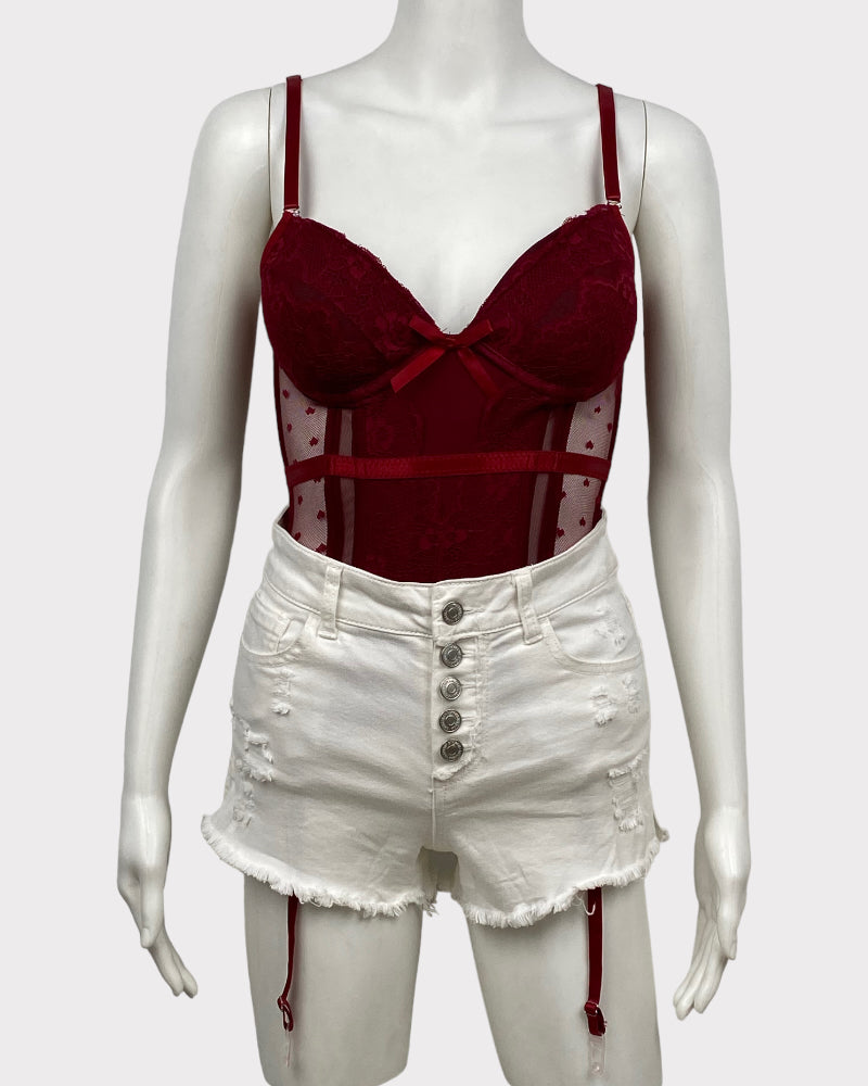 Polyester Sided Maroon Ladies Corset