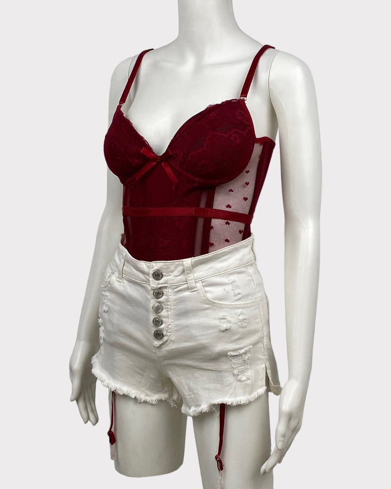 Polyester Sided Maroon Ladies Corset