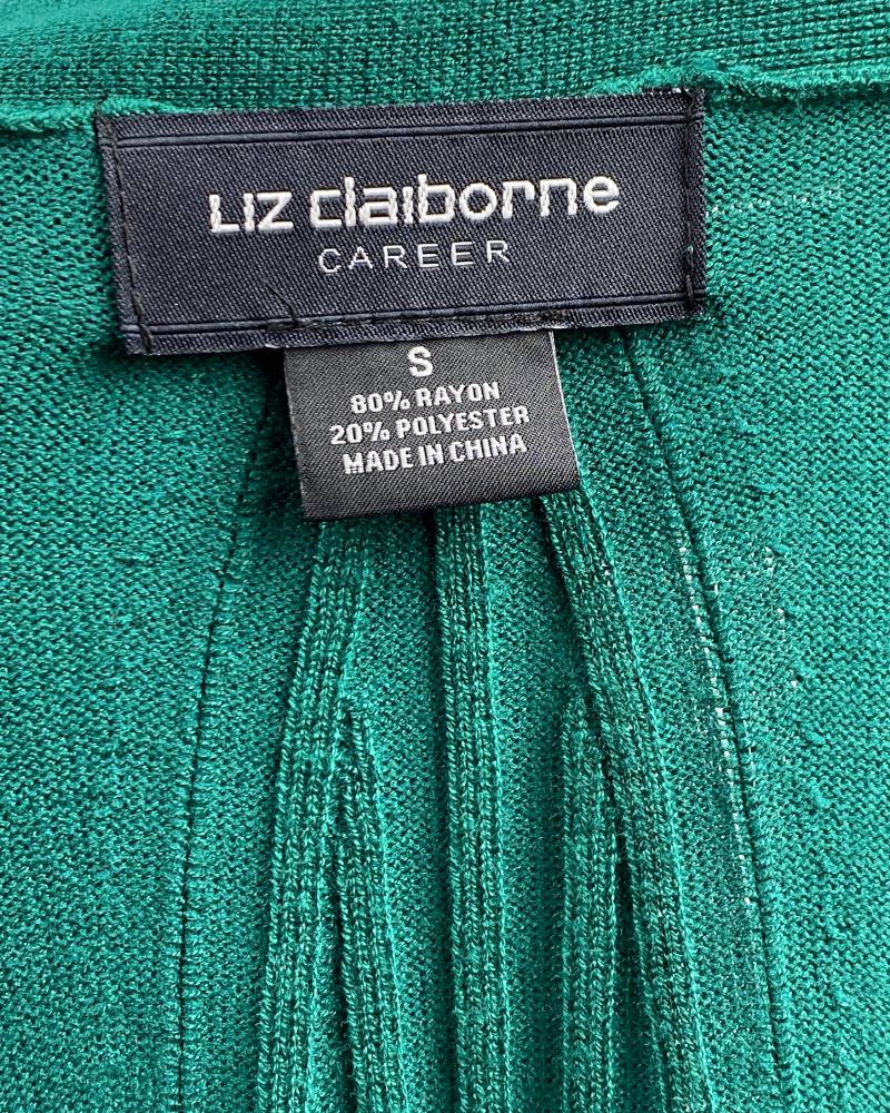 Liz Claiborne Career Green  Open-Front Cardigan Sweater