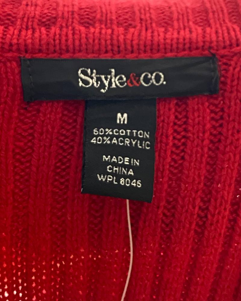 Style&Co Red Cardigan Sweater