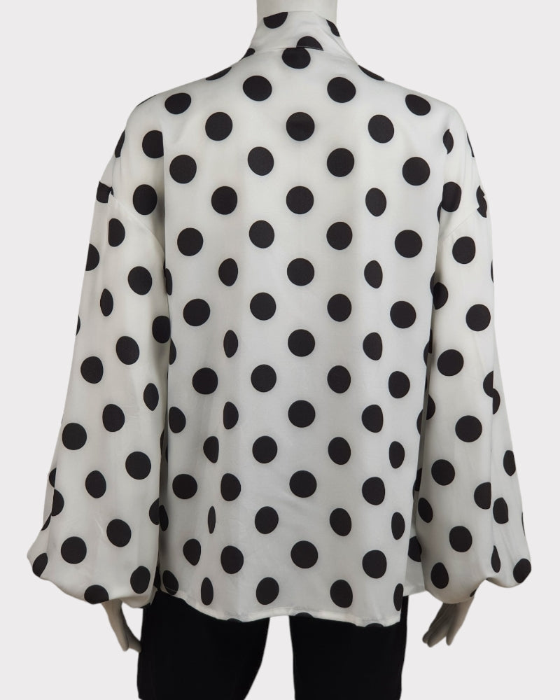 Polka Dots Black/White Silk Blouse