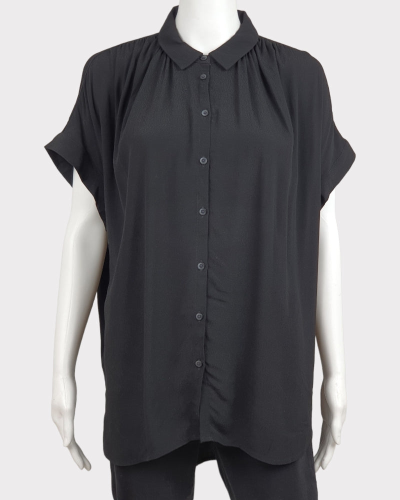 Madswell Plain Color Black Silk Blouse