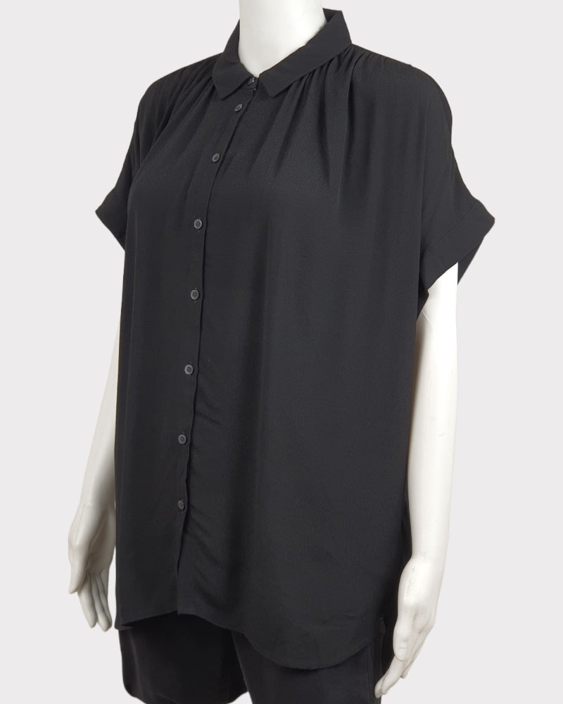 Madswell Plain Color Black Silk Blouse