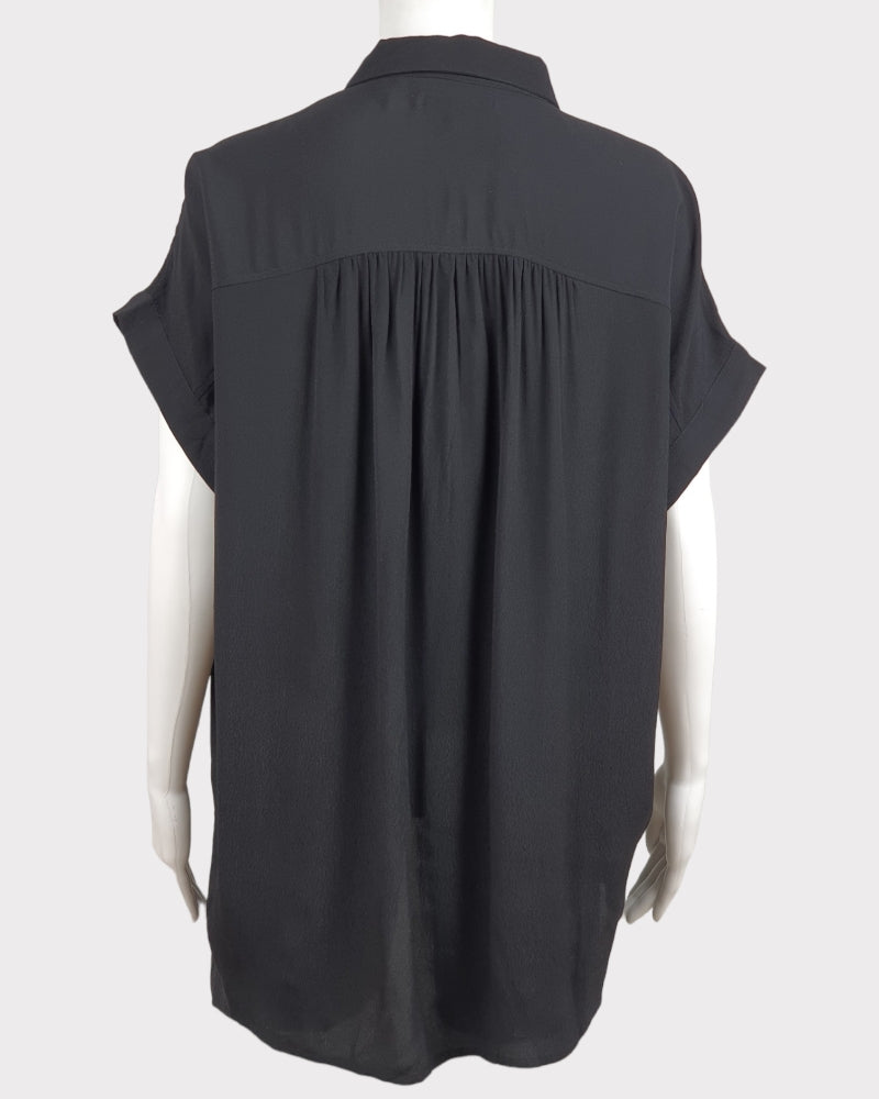 Madswell Plain Color Black Silk Blouse