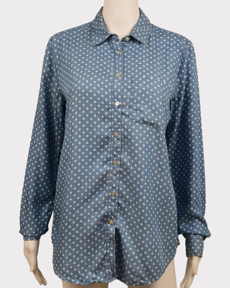 Loft Polka Dots Denim Blouse